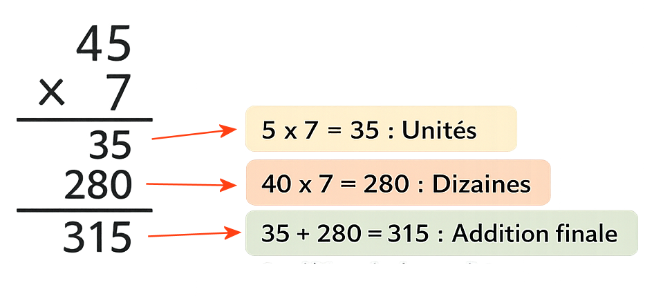 Multiplication posée à un chiffre