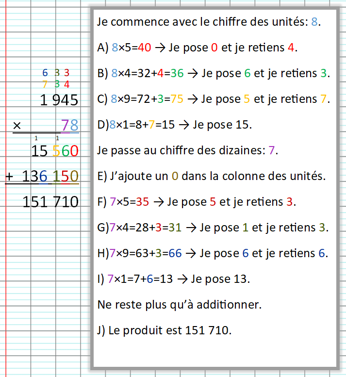 Multiplication posée à deux chiffres