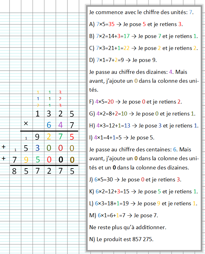 Multiplication posée à trois chiffres